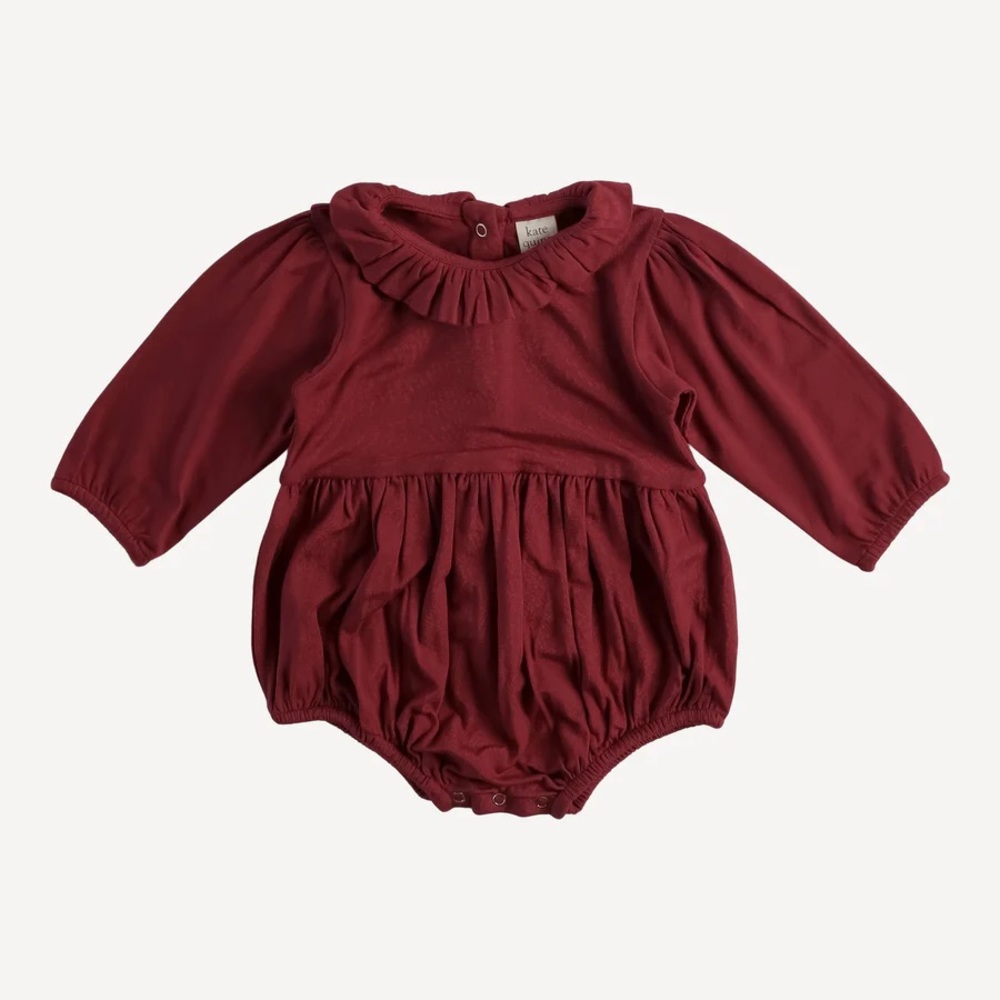 NWT Kate Quinn pear red bamboo long sleeve mini ruffle bubble size 12-18m - Picture 7 of 8